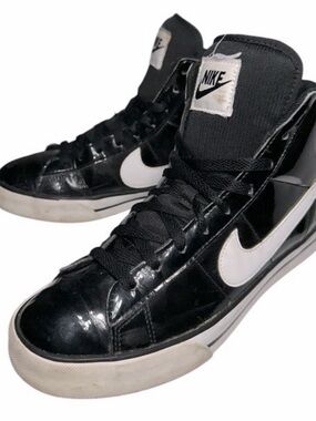 Nike Men’s Black and White High-Top Sneakers with Swoosh